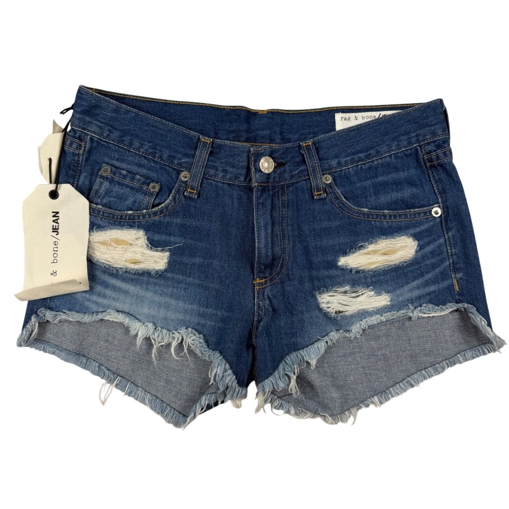 NWT Rag & Bone Freeport Cut Off Denim Shorts Distressed Size 24 Booty Shorts